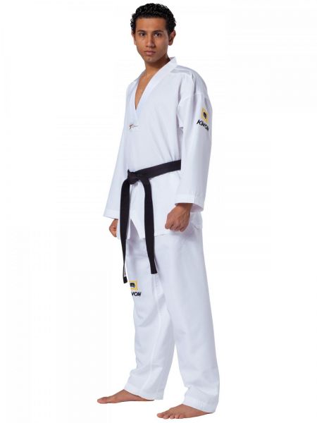 Weißer TKD Anzug Fightlite mit weißem Revers 1