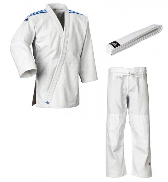 adidas Judo-Anzug "Club" weiß/blaue Streifen, J350